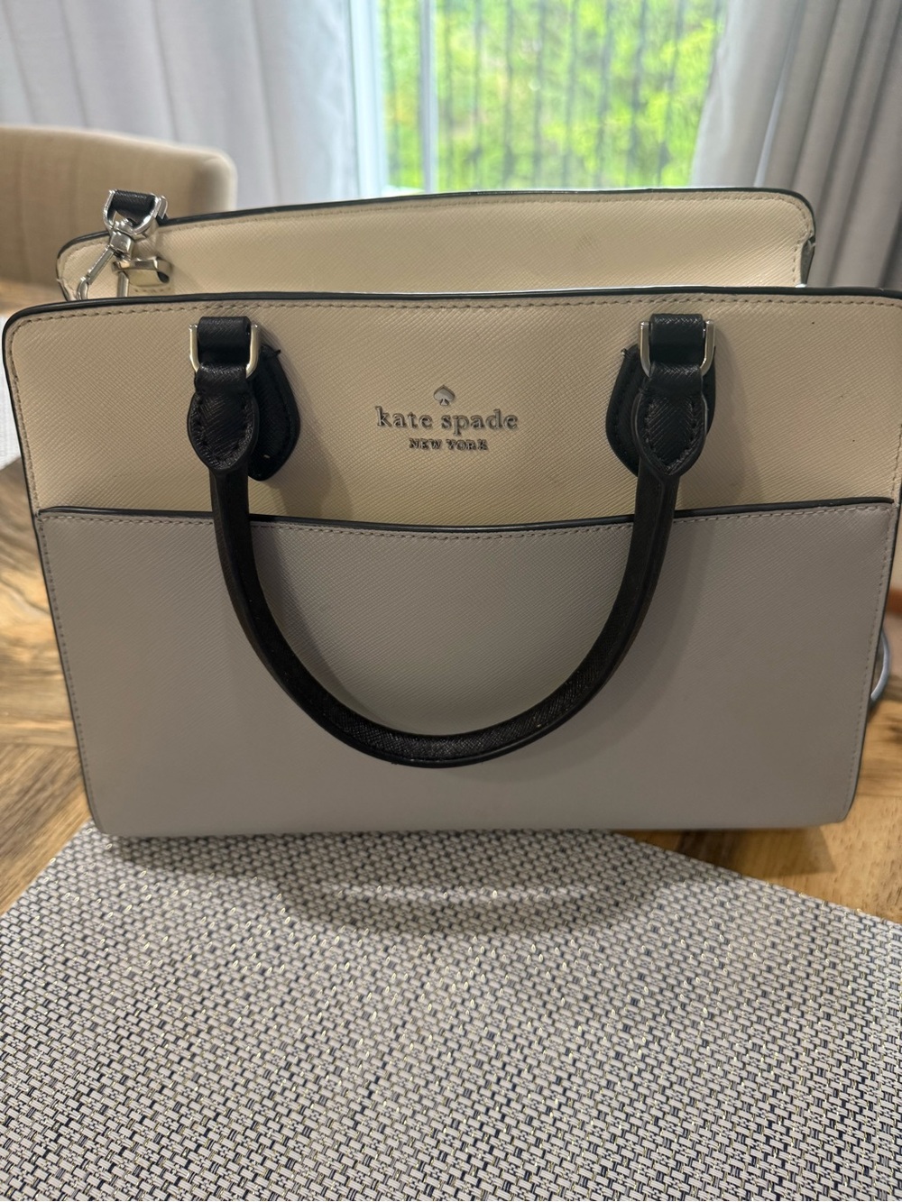 kate spade Cream, Light Gray & Black Colorblock Satchel